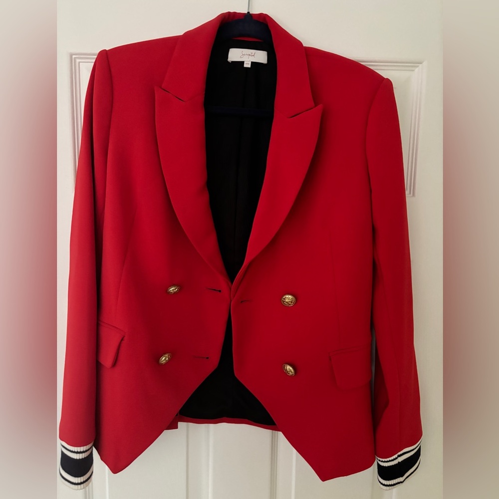 Scripted double breasted blazer